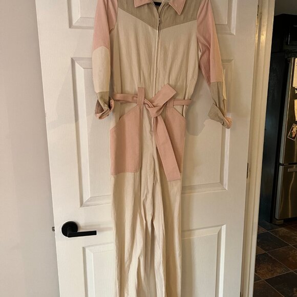 Sézane Joaquim Jumpsuit Boilersuit in Patchwork NWOT - Picture 4 of 5
